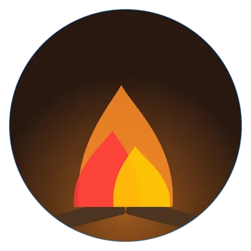 The fireplace visual: a flame in a dark circle
