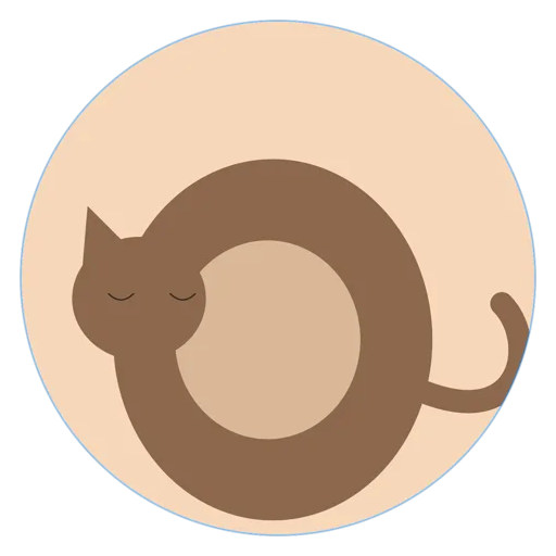 The purring cat visual: a sleeping cat curled in a circle
