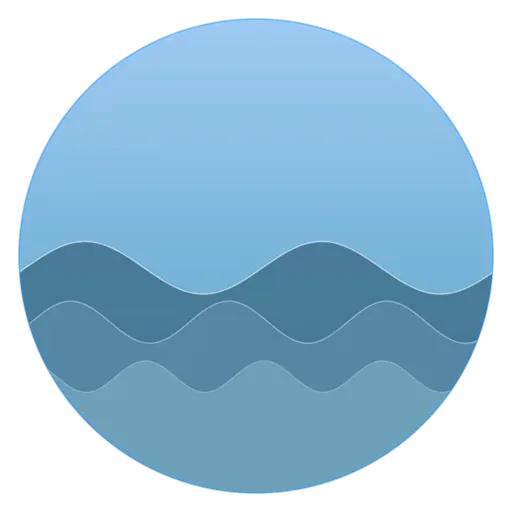 The waves visual: a circle with layered blue waves